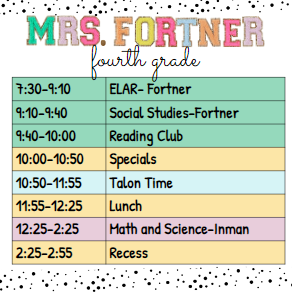Our Schedule: 